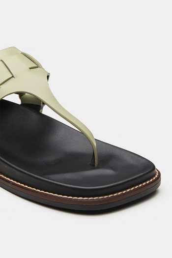 Oroh_Green Edinburgh Metallic Buckle Strapped Sandals_at_Aza_Fashions