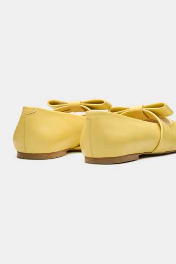 Shop Oroh Yellow Maidstone Peep-toe Flat Ballerinas Online at Aza Fashions Shop_Oroh_Yellow Maidstone Peep-toe Flat Ballerinas _Online_at_Aza_Fashions