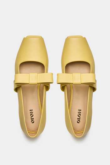 Shop Oroh Yellow Maidstone Peep-toe Flat Ballerinas at Aza Fashions Shop_Oroh_Yellow Maidstone Peep-toe Flat Ballerinas _at_Aza_Fashions