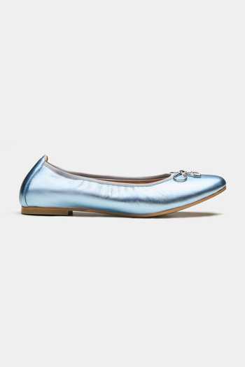 Oroh_Blue Harrogate Metal Bow Trim Ballerinas _Online_at_Aza_Fashions