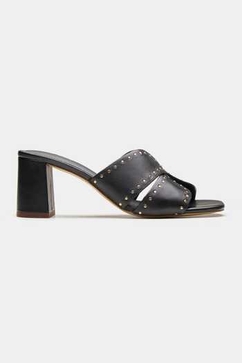 Oroh_Black Chester X-shape Strapped Block Heels _Online_at_Aza_Fashions