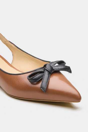 Oroh Brown Dione Pointed Toe Bow Pumps at Aza Fashions Oroh_Brown Dione Pointed Toe Bow Pumps _at_Aza_Fashions