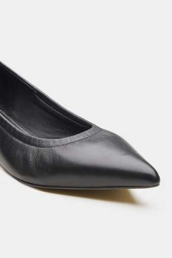 Oroh_Black Pointed Toe Genuine Leather Ballerinas _at_Aza_Fashions