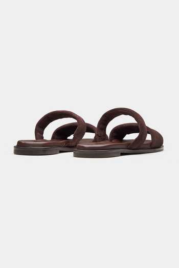 Shop_Oroh_Brown Cosmos Dual Folded Strap Flat Slides _Online_at_Aza_Fashions