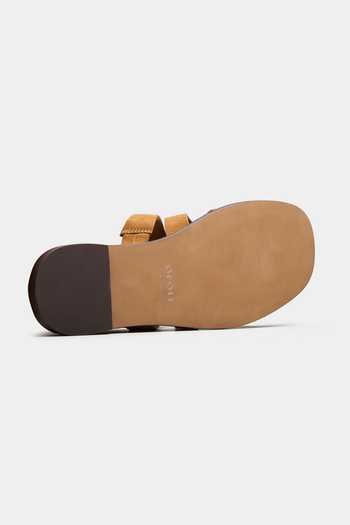Buy_Oroh_Brown Orion Multi Strap Flat Slides _Online_at_Aza_Fashions