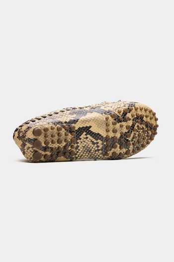 Buy_Oroh_Multi Color Vela Bow Top Snake Print Suede Loafers _Online_at_Aza_Fashions
