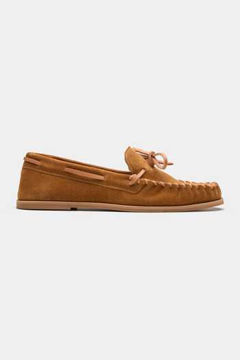 Buy_Oroh_Brown Spica Bow Top Moccasin Loafers _Online_at_Aza_Fashions
