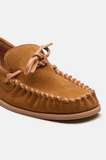 Oroh_Brown Spica Bow Top Moccasin Loafers _at_Aza_Fashions