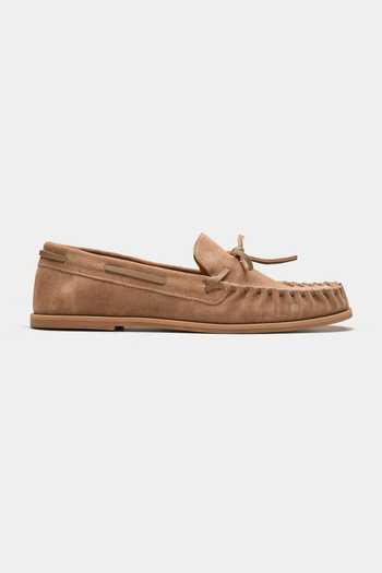 Buy_Oroh_Brown Spica Bow Top Moccasin Loafers _Online_at_Aza_Fashions