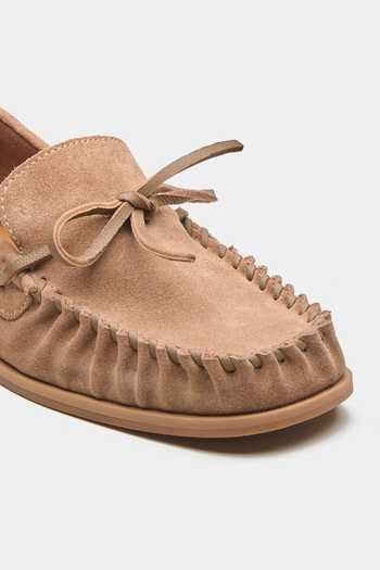 Oroh_Brown Spica Bow Top Moccasin Loafers _at_Aza_Fashions