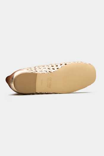 Oroh_Gold Seren Hand Woven Flat Loafers _Online_at_Aza_Fashions