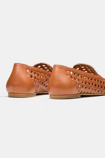 Shop_Oroh_Brown Seren Hand Woven Flat Ballerinas _Online_at_Aza_Fashions