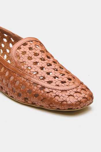 Oroh_Brown Seren Hand Woven Flat Ballerinas _at_Aza_Fashions