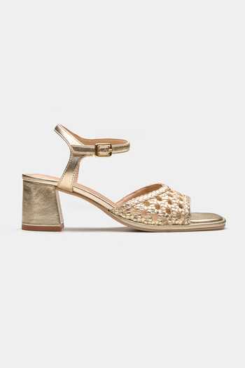 Buy Oroh Gold Celeste Basket Weave Strap Block Heels Online at Aza Fashions Buy_Oroh_Gold Celeste Basket Weave Strap Block Heels _Online_at_Aza_Fashions
