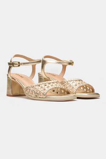 Oroh Celeste Basket Weave Strap Block Heels 