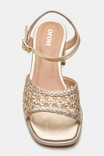 Oroh Celeste Basket Weave Strap Block Heels 