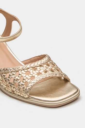 Oroh Gold Celeste Basket Weave Strap Block Heels at Aza Fashions Oroh_Gold Celeste Basket Weave Strap Block Heels _at_Aza_Fashions