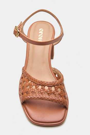 Oroh Celeste Basket Weave Strap Block Heels 
