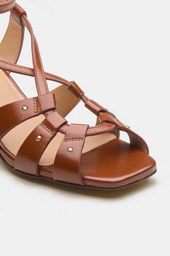 Oroh_Brown Calypso Strappy Block Heels _at_Aza_Fashions