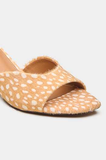 Oroh_Brown Lyra Hair-on Leather Kittel Heels _at_Aza_Fashions