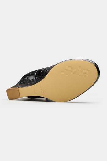 Oroh_Black Ariel Croco Embossed Leather Wedges _Online_at_Aza_Fashions