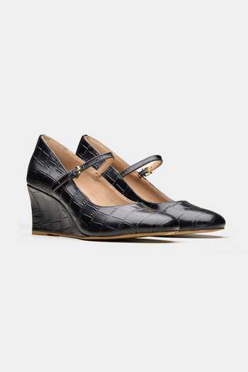 Oroh Ariel Croco Embossed Leather Wedges 