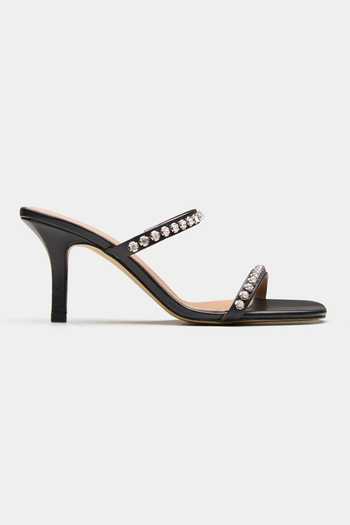 Oroh_Black Saiph Sparkly Dual Strap Heels _Online_at_Aza_Fashions
