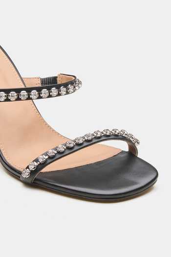 Oroh_Black Saiph Sparkly Dual Strap Heels _at_Aza_Fashions