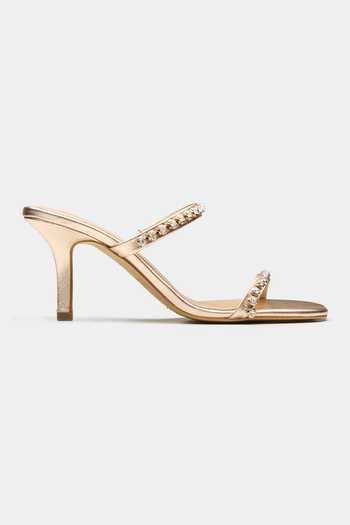 Oroh_Gold Saiph Sparkly Dual Strap Heels _Online_at_Aza_Fashions