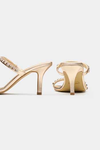 Buy_Oroh_Gold Saiph Sparkly Dual Strap Heels _Online_at_Aza_Fashions