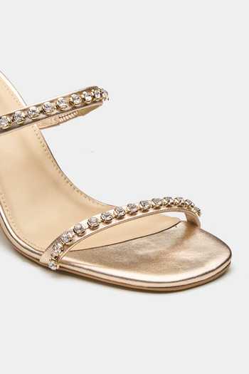 Oroh_Gold Saiph Sparkly Dual Strap Heels _at_Aza_Fashions