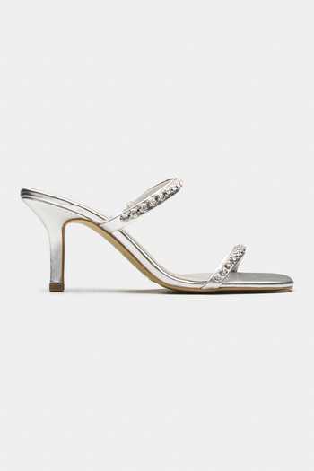 Oroh_Silver Saiph Sparkly Dual Strap Heels _Online_at_Aza_Fashions