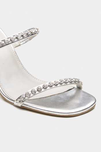 Oroh_Silver Saiph Sparkly Dual Strap Heels _at_Aza_Fashions