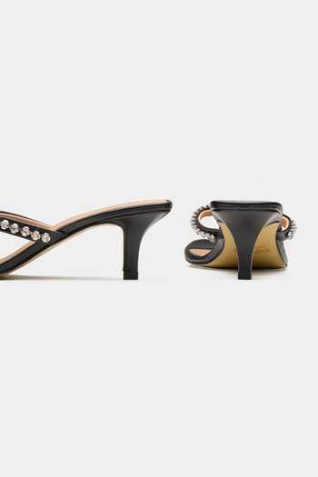 Buy_Oroh_Black Triangular Crystal Embellished Heels _Online_at_Aza_Fashions