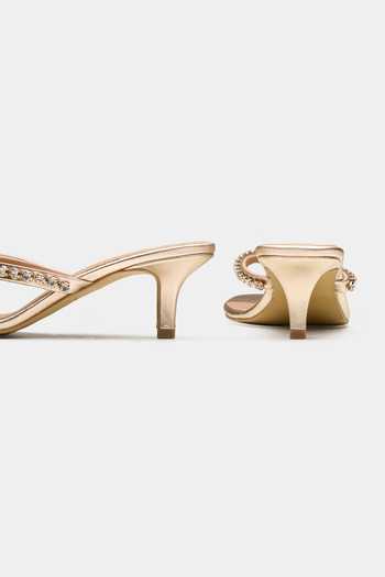 Buy_Oroh_Gold Triangular Crystal Embellished Heels _Online_at_Aza_Fashions