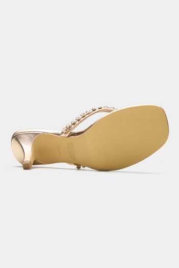 Shop_Oroh_Gold Triangular Crystal Embellished Heels _Online_at_Aza_Fashions