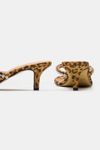 Buy_Oroh_Brown Triangular Crystal Embellished Heels _Online_at_Aza_Fashions