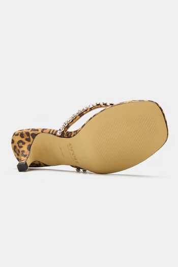 Shop_Oroh_Brown Triangular Crystal Embellished Heels _Online_at_Aza_Fashions