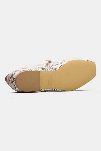 Oroh_White Alnair Square Toe Snake Print Ballerinas _Online_at_Aza_Fashions