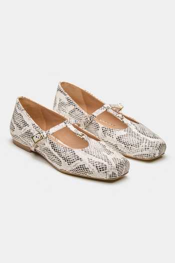 Oroh Alnair Square Toe Snake Print Ballerinas 