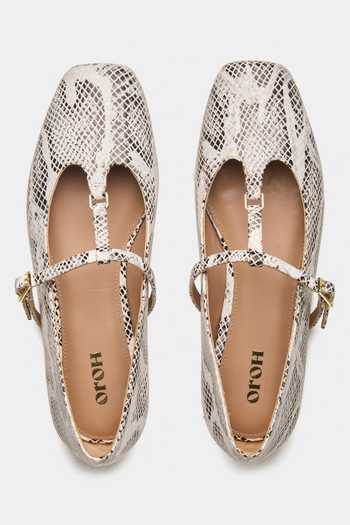 Oroh Alnair Square Toe Snake Print Ballerinas 