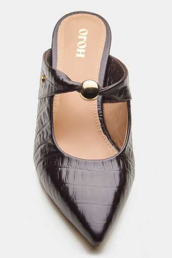 Oroh Messier Croc Embossed Mid Heel Pump Mules 