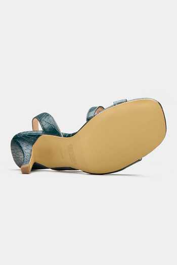 Buy_Oroh_Green Cygnus Croc Textured Multi Strap Heels _Online_at_Aza_Fashions