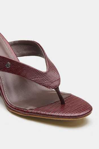 Oroh_Maroon Cassia V-strap Wedges _at_Aza_Fashions