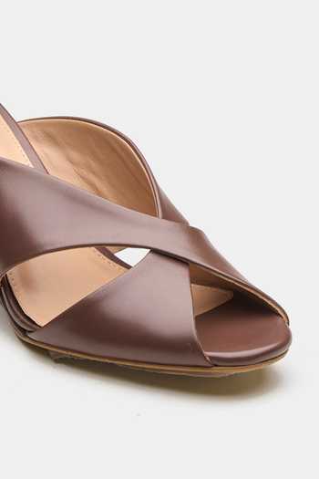 Oroh_Brown Auriga Overlapping Strap Wedges _at_Aza_Fashions