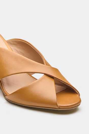 Oroh_Brown Auriga Overlapping Strap Wedges _at_Aza_Fashions