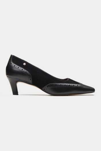 Buy Oroh Black Aster Perforated Leather Kitten Heels Online at Aza Fashions Buy_Oroh_Black Aster Perforated Leather Kitten Heels _Online_at_Aza_Fashions
