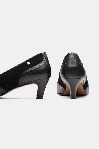 Shop Oroh Black Aster Perforated Leather Kitten Heels Online at Aza Fashions Shop_Oroh_Black Aster Perforated Leather Kitten Heels _Online_at_Aza_Fashions