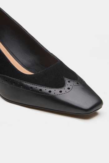 Oroh Black Aster Perforated Leather Kitten Heels at Aza Fashions Oroh_Black Aster Perforated Leather Kitten Heels _at_Aza_Fashions