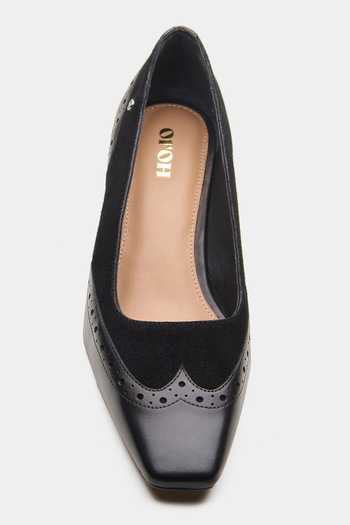 Buy Oroh Black Aster Perforated Leather Kitten Heels Buy_Oroh_Black Aster Perforated Leather Kitten Heels